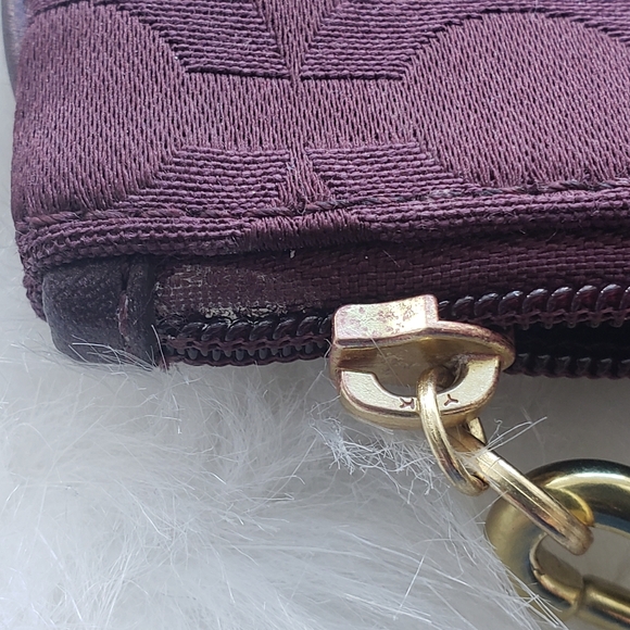 Coach Burgundy Signature Wristlet - Picture 3 of 16